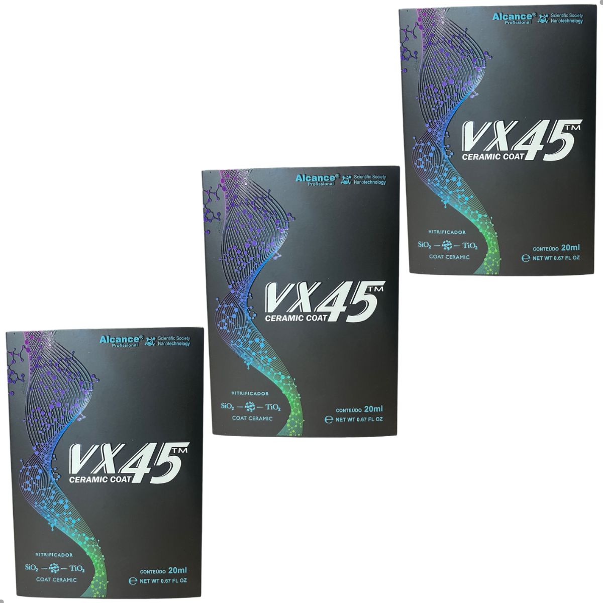 Kit 03 Unidades VX45 Vitrificador Cerâmico 9H 20 ml Alcance