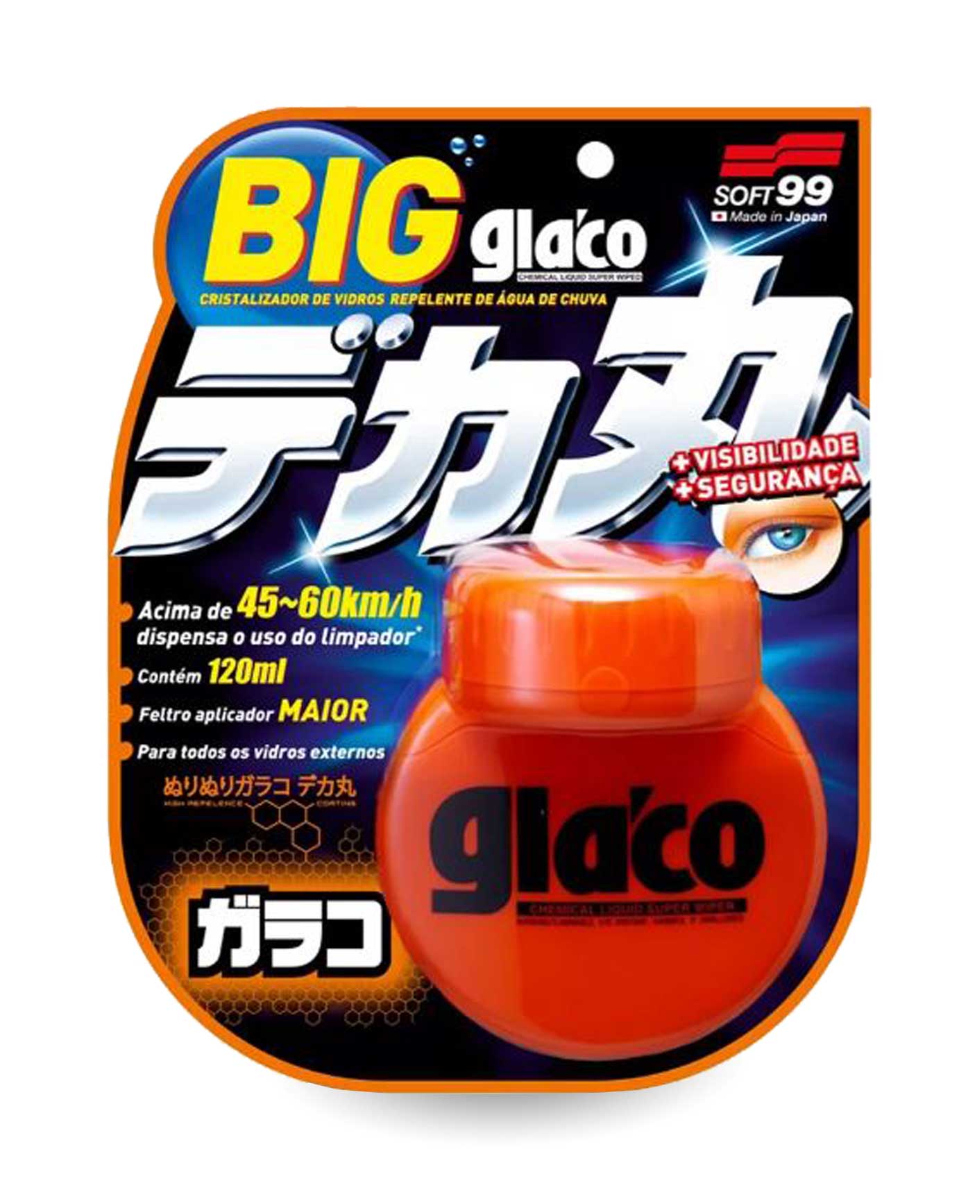 Big Glaco Cristalizador Repelente Água Vidros Soft99 120ml