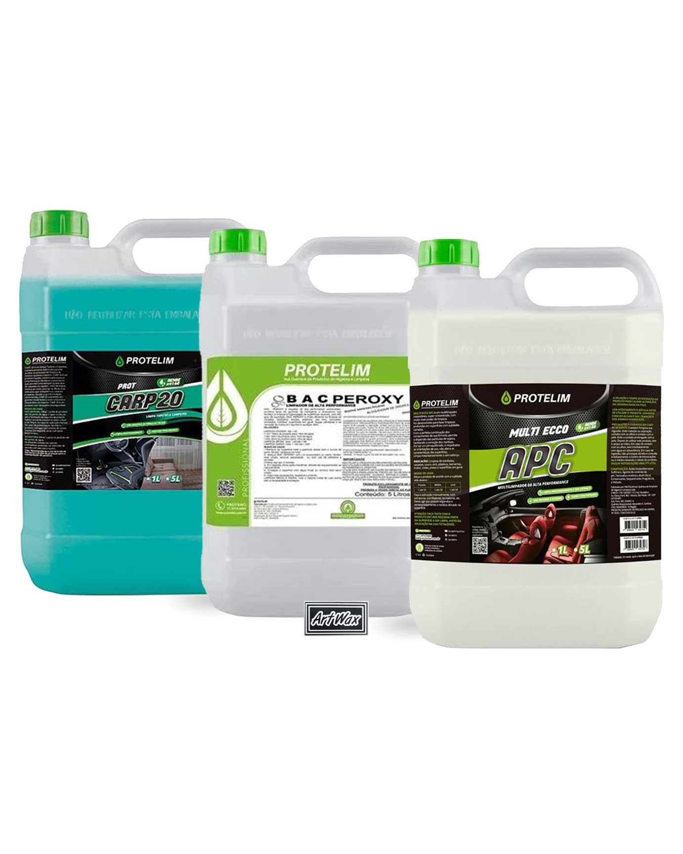 Higienização de Tecidos Completo 15L Protelim Kit 3 Unidades