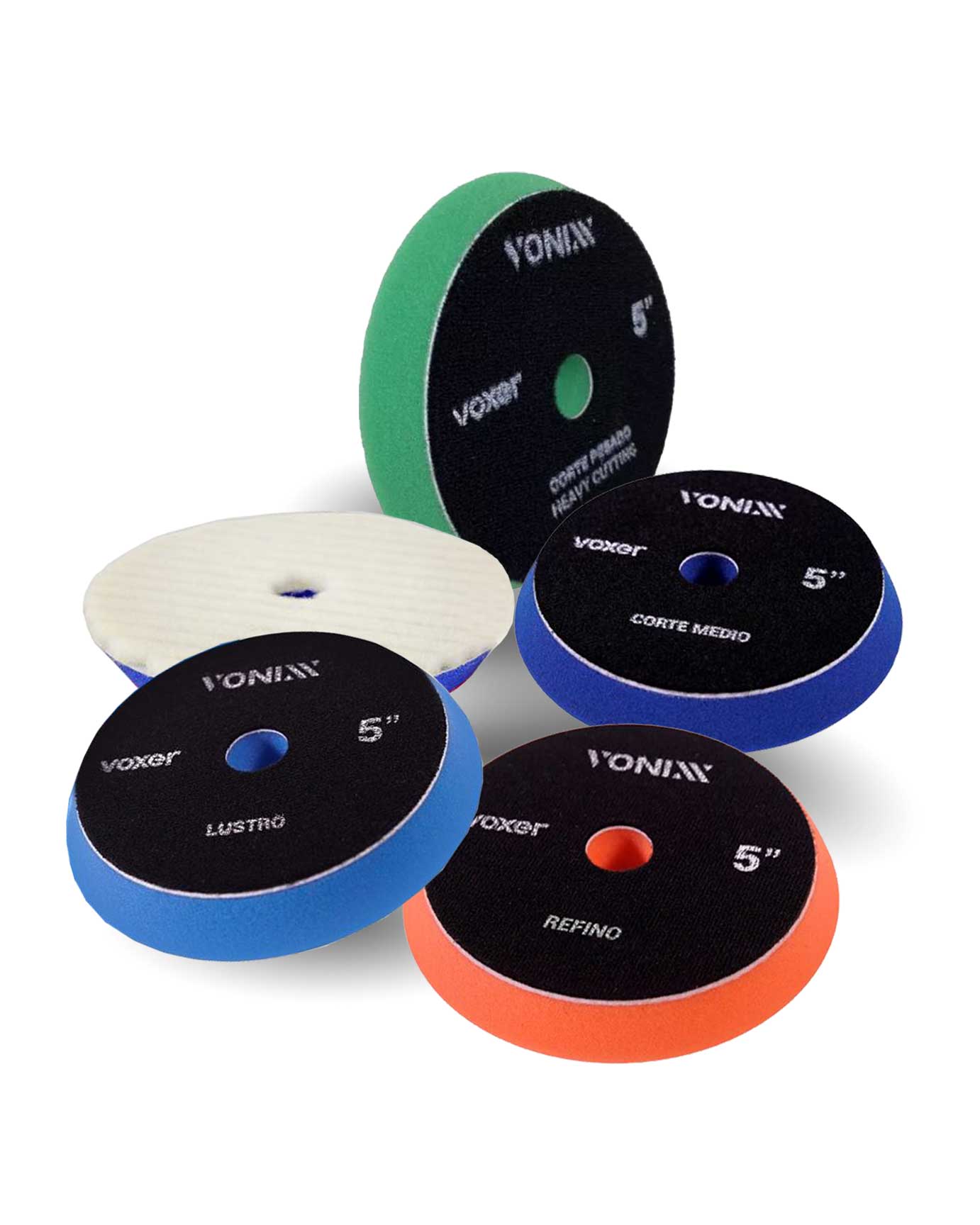 Kit de Boinas Voxer Corte Pesado Médio Refino e Lustro 5" Vonixx 5 Unidades