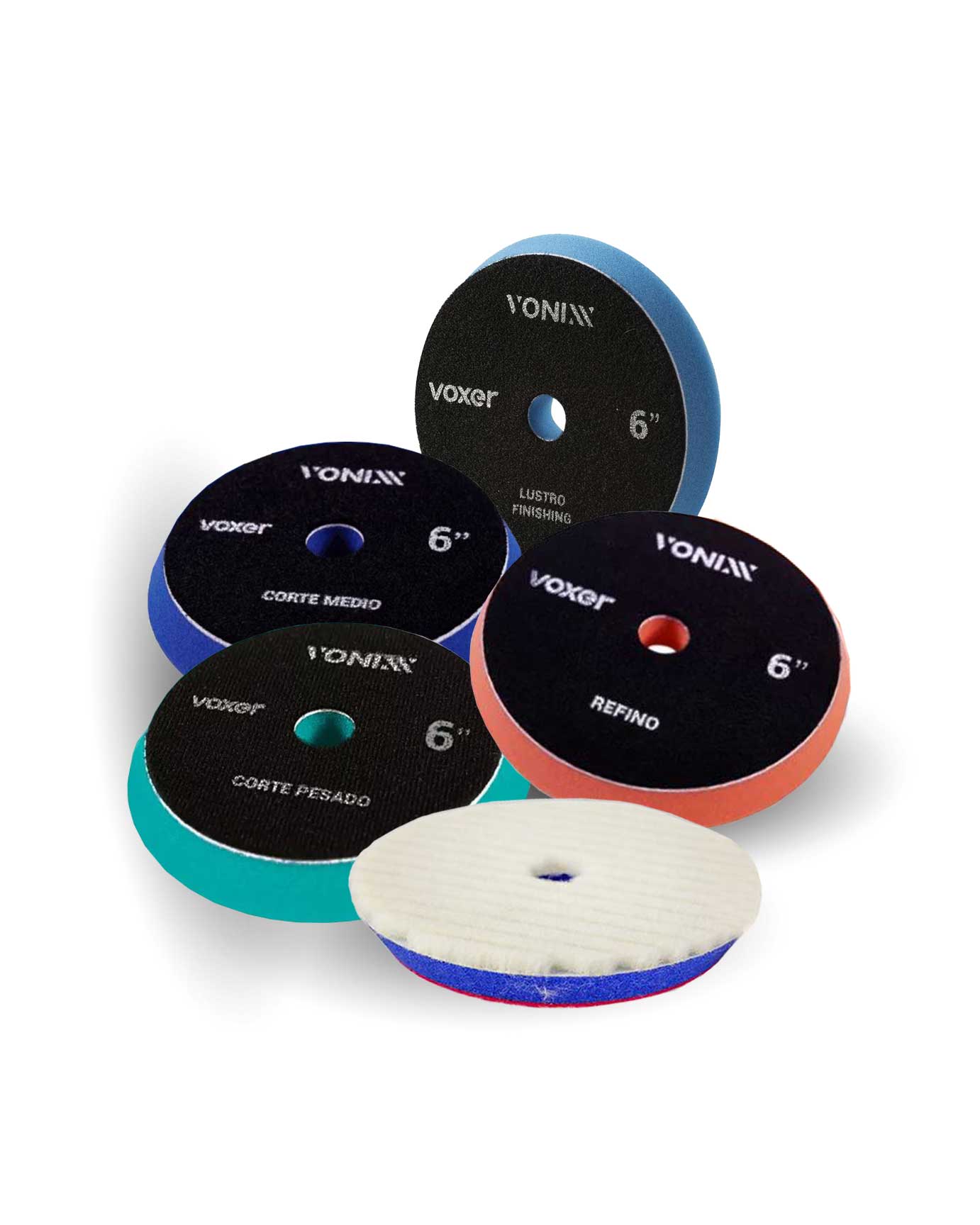 Kit de Boinas Voxer Corte Pesado Médio Refino e Lustro 6" Vonixx 5 Unidades