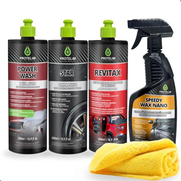 Kit Lavagem, Proteção e Revitalização Automotiva Protelim