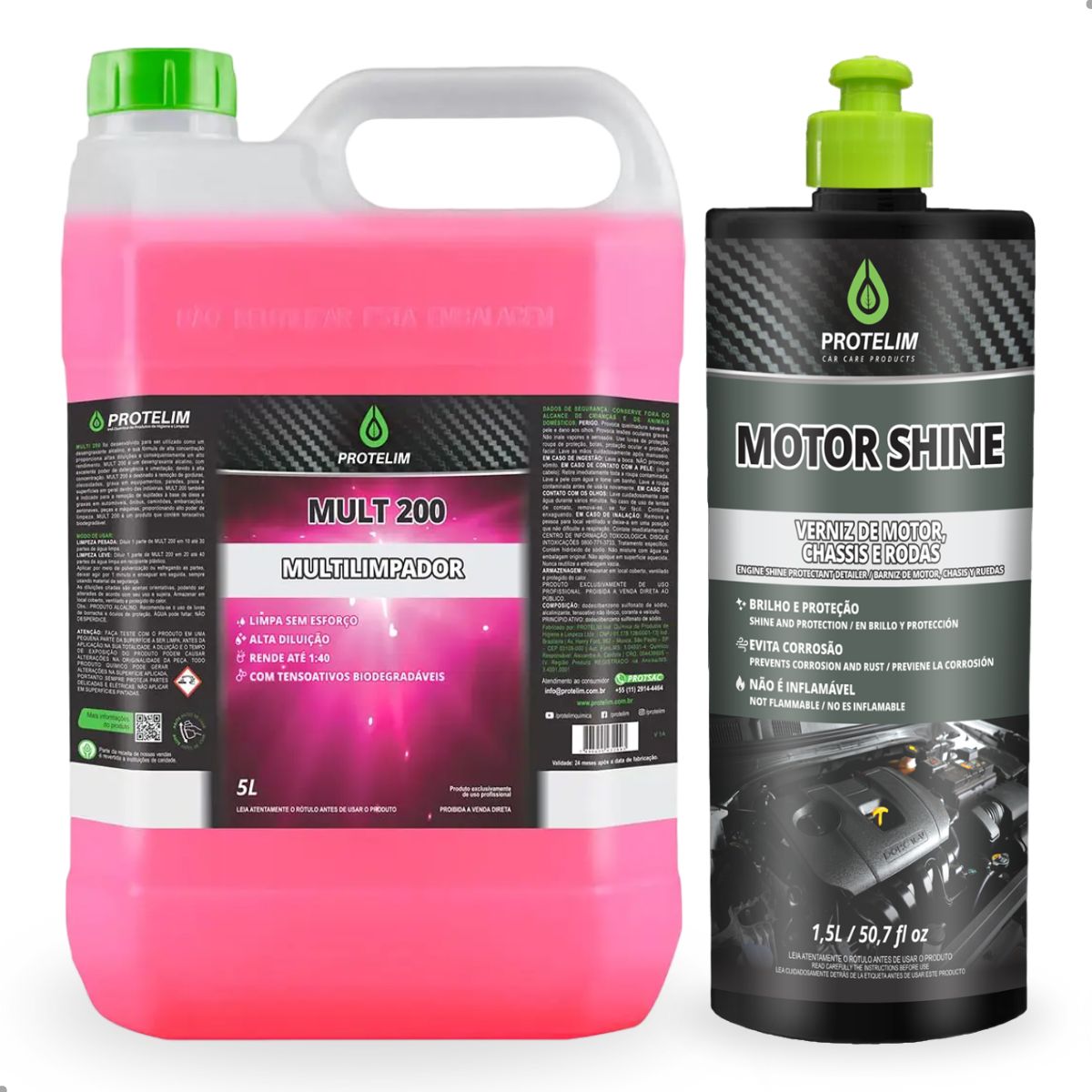 Kit Limpeza e Proteção de Motor Prot Mult 200 E Motor Shine Protelim
