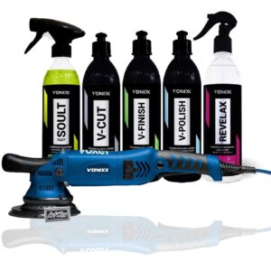 Kit Politriz Orbital 5" Voxer 15mm 220v + Compostos Polidores - Revelax e Limpa Boinas Vonixx