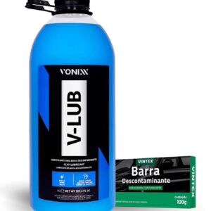 Kit Vintex Claybar Descontaminante de Pintura 100g + Vonixx V-Lub Lubrificante 3L