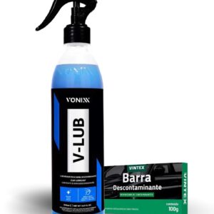 Kit Vintex Claybar Descontaminante de Pintura 100g + Vonixx V-Lub Lubrificante 500ml
