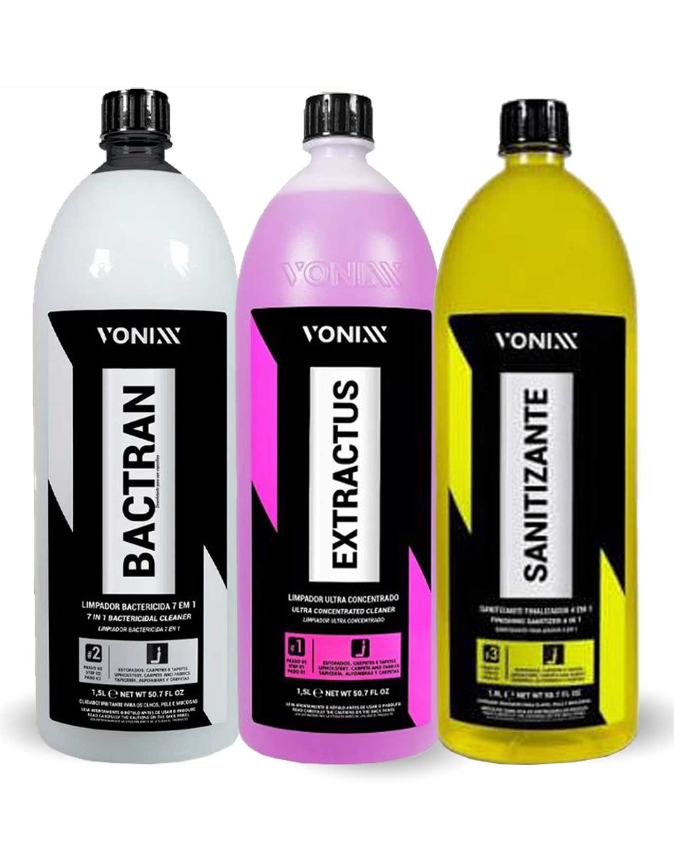 Higienização Interna Sistema VSC 3 Passos Frascos 1,5 Litros Kit 3 Unidades Vonixx