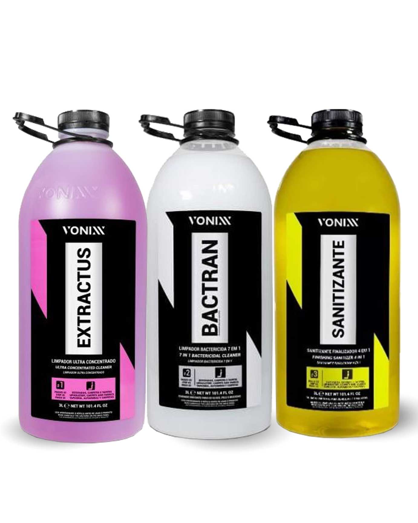Higienização Interna Sistema VSC 3 Passos Frascos 3 Litros Cada Kit  3 Unidades Vonixx