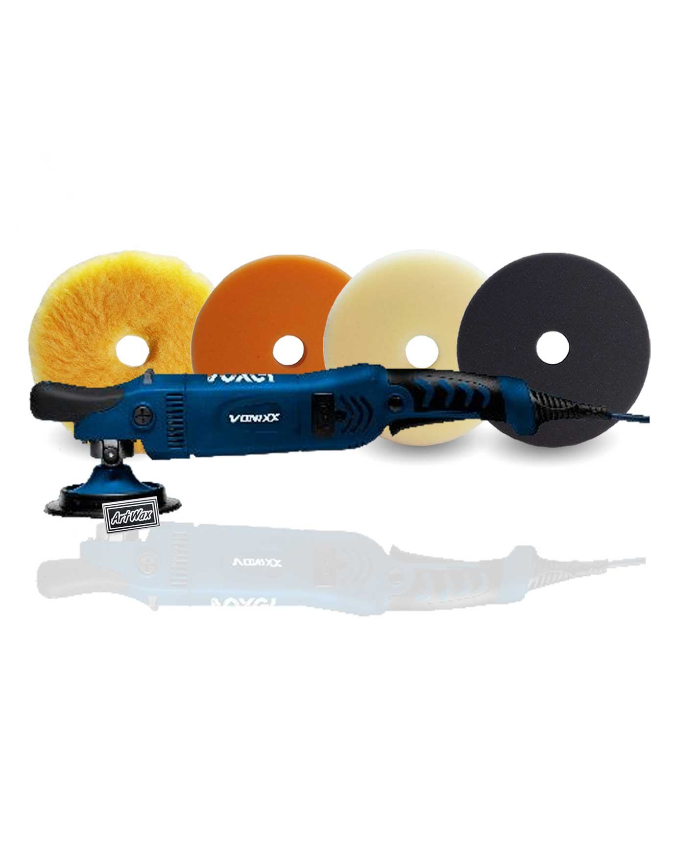 Politriz Rotativa Voxer 127mm 1050w 220V Vonixx + Jogo de Boinas Artwax Kit 5 Unidades