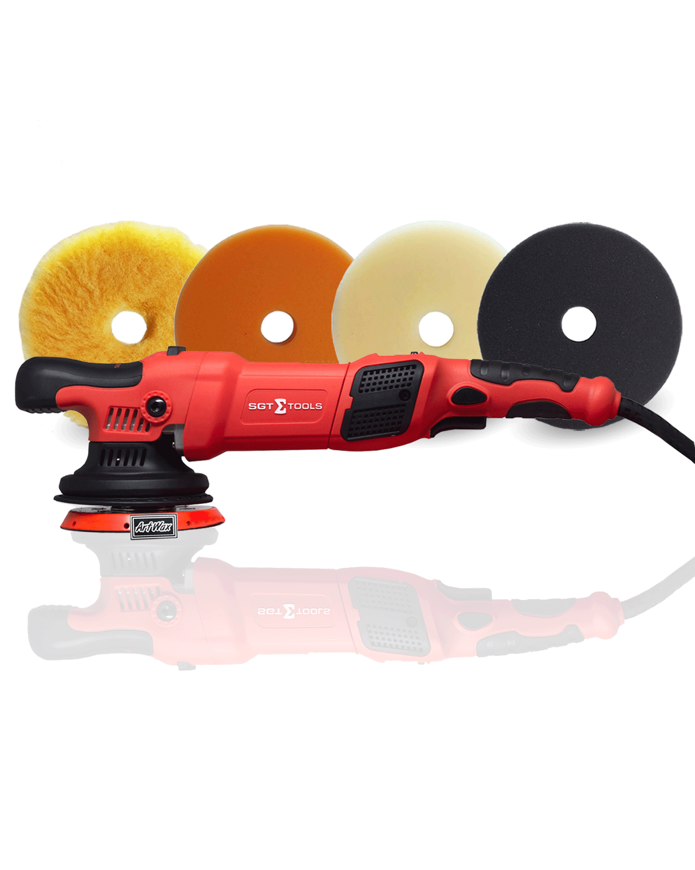 Politriz Roto Orbital 15mm Giro Livre Red & Shine SGT 5116 - 110v 900w Sigma Tools + Jogo de Boinas Artwax 5" Kit 5 Unidades