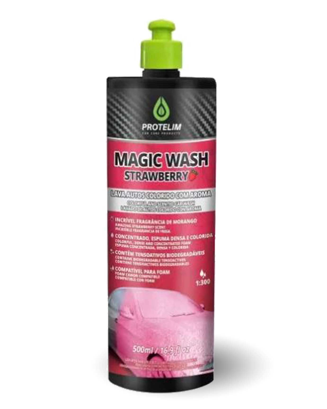 Shampoo Colorido Com Aroma Magic Wash Strawberry Protelim 500 ml