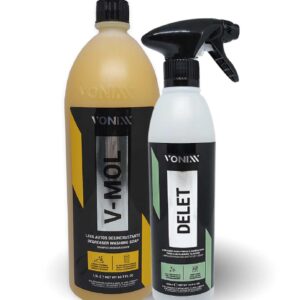 V-Mol Lava Autos Desincrustante 1,5L + Delet Limpador Ação Rápida para Pneus e Borrachas 500 ml Vonixx Kit 2 Unidades